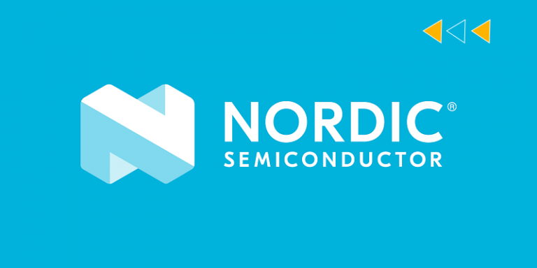 Nordic semiconductor logo with sky blue background