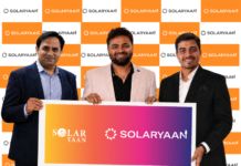 Solaryaan Unveils Solaryaan 2.0; Targets ₹1,000 Crore Revenue by FY29, Expands Beyond Solar Inverters Manoj Patel Founder and CMD with Shalin Botadra Co-Founder and JMD and Chirag Patel CEO unveiling the new Solaryaan 2.0 Logo